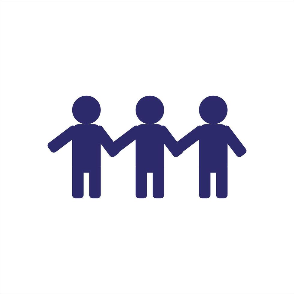 Three people holding hands in a line vector