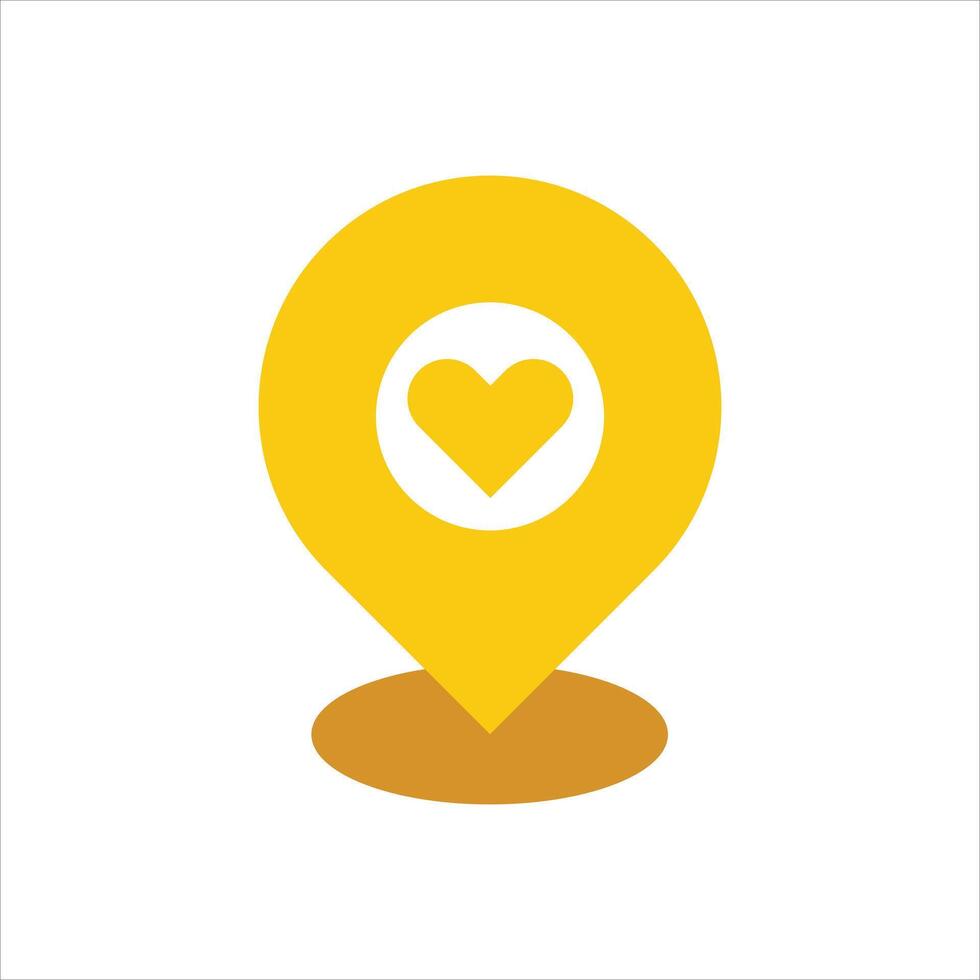 A yellow pin with a heart in the center vector
