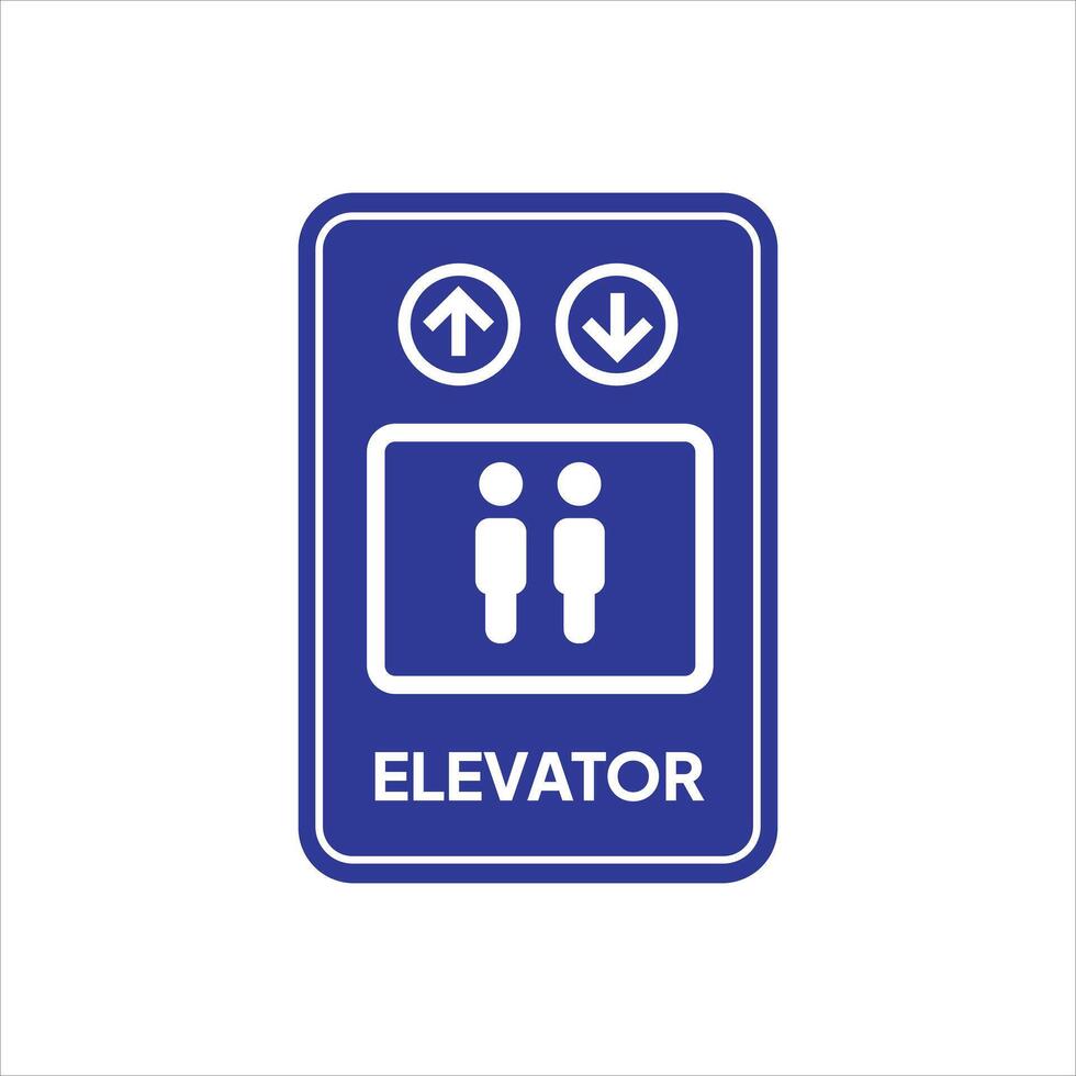 a symbol with two figures, and the text ELEVATOR vector