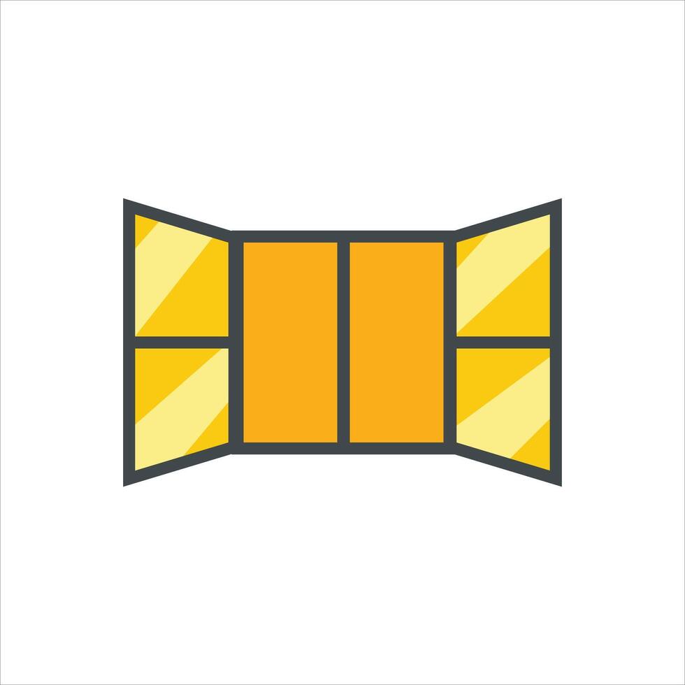 A yellow open window icon on a white background vector