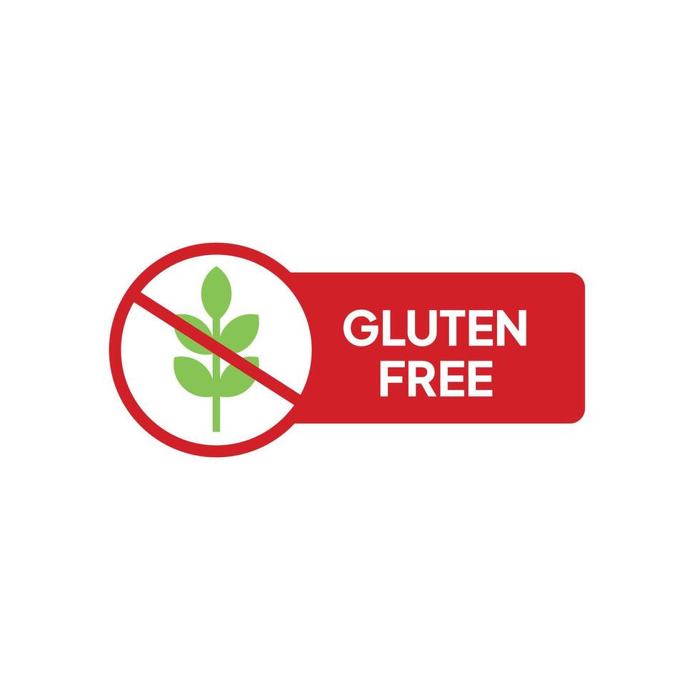 A red and white sign with the word gluten free vector
