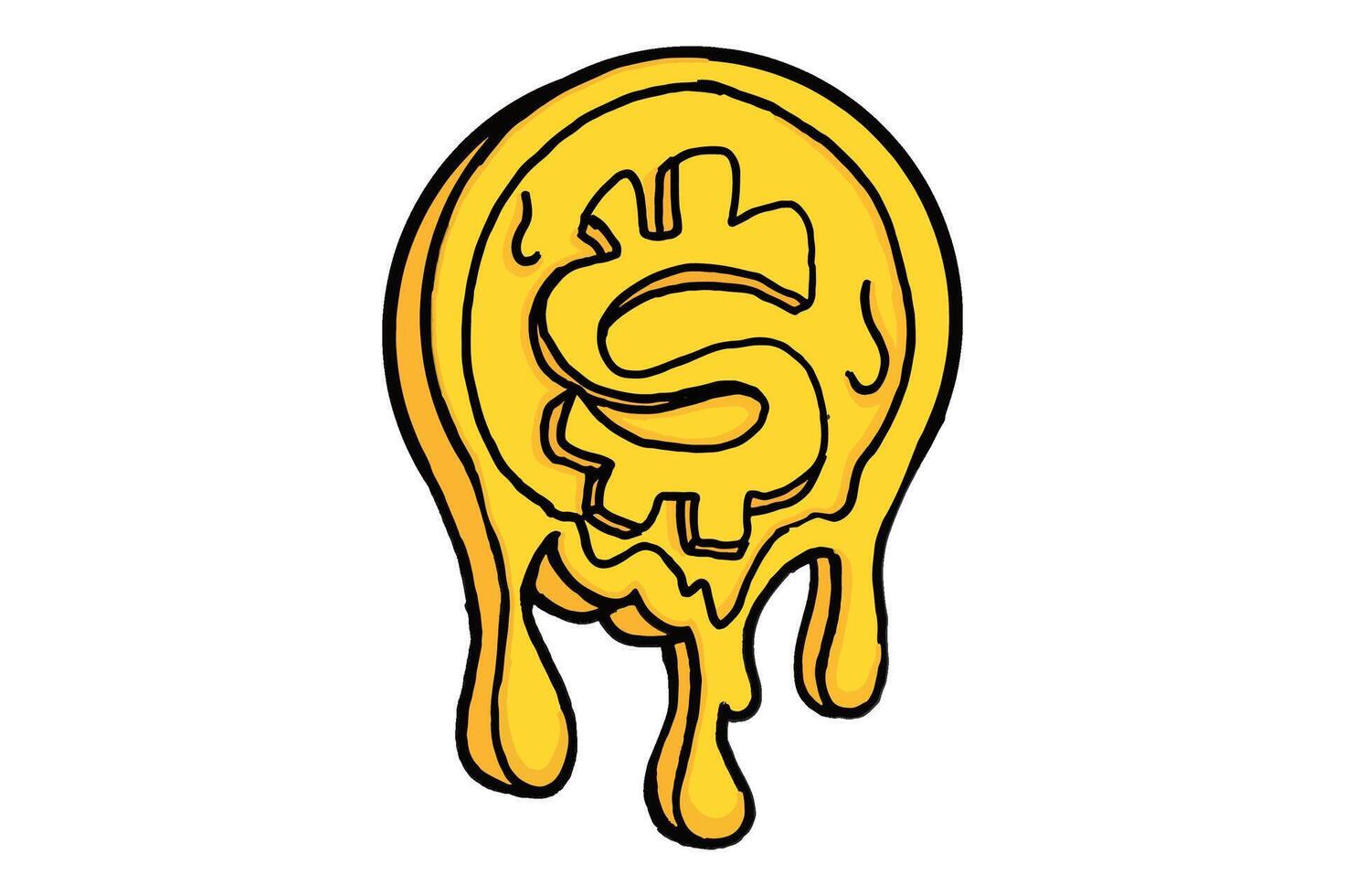 Golden Dollar Coin Melting Away vector