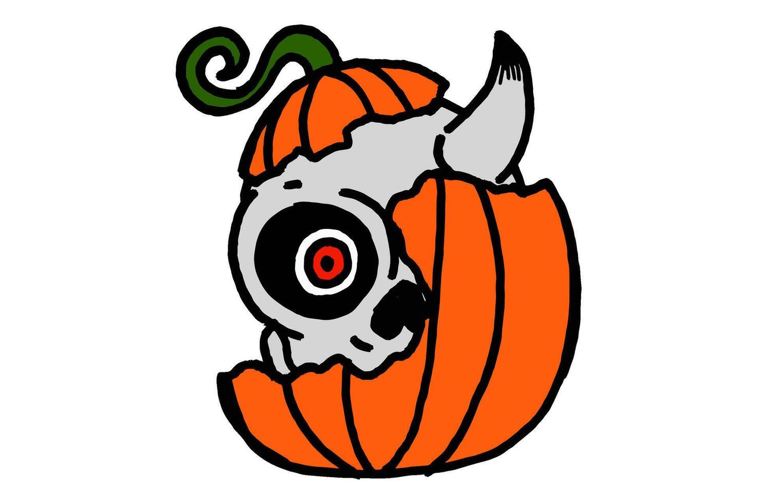Demonic Skull Inside a Halloween Pumpkin vector