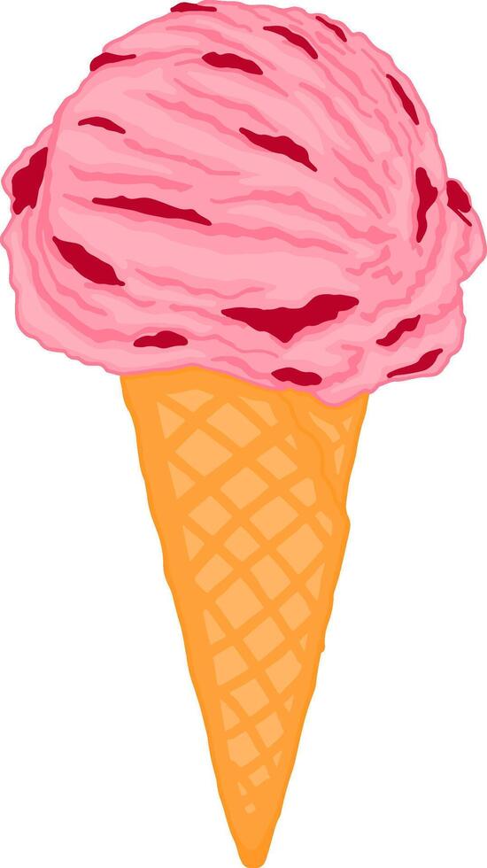 Yummy Chocolate With Strawberry Jam Ice Cream Cone vector