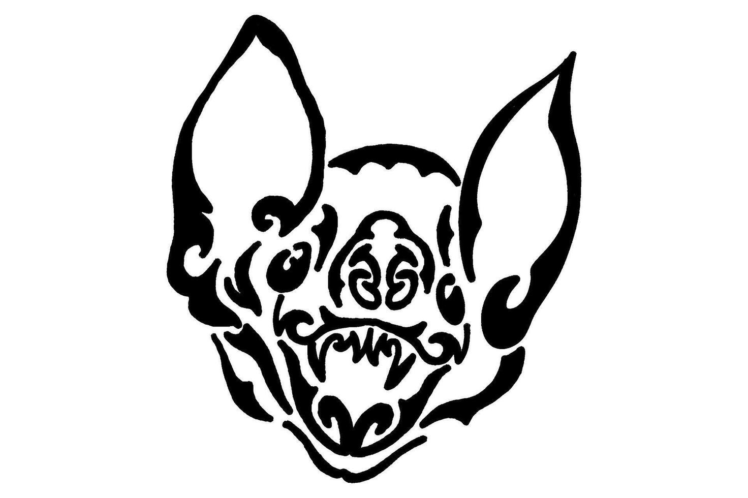 Eerie Bat Face Minimalist Tattoo Design vector