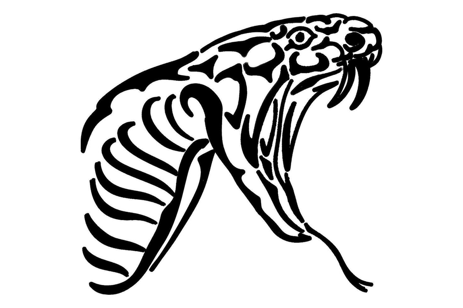 Creepy Cobra Snake Face Line Art vector