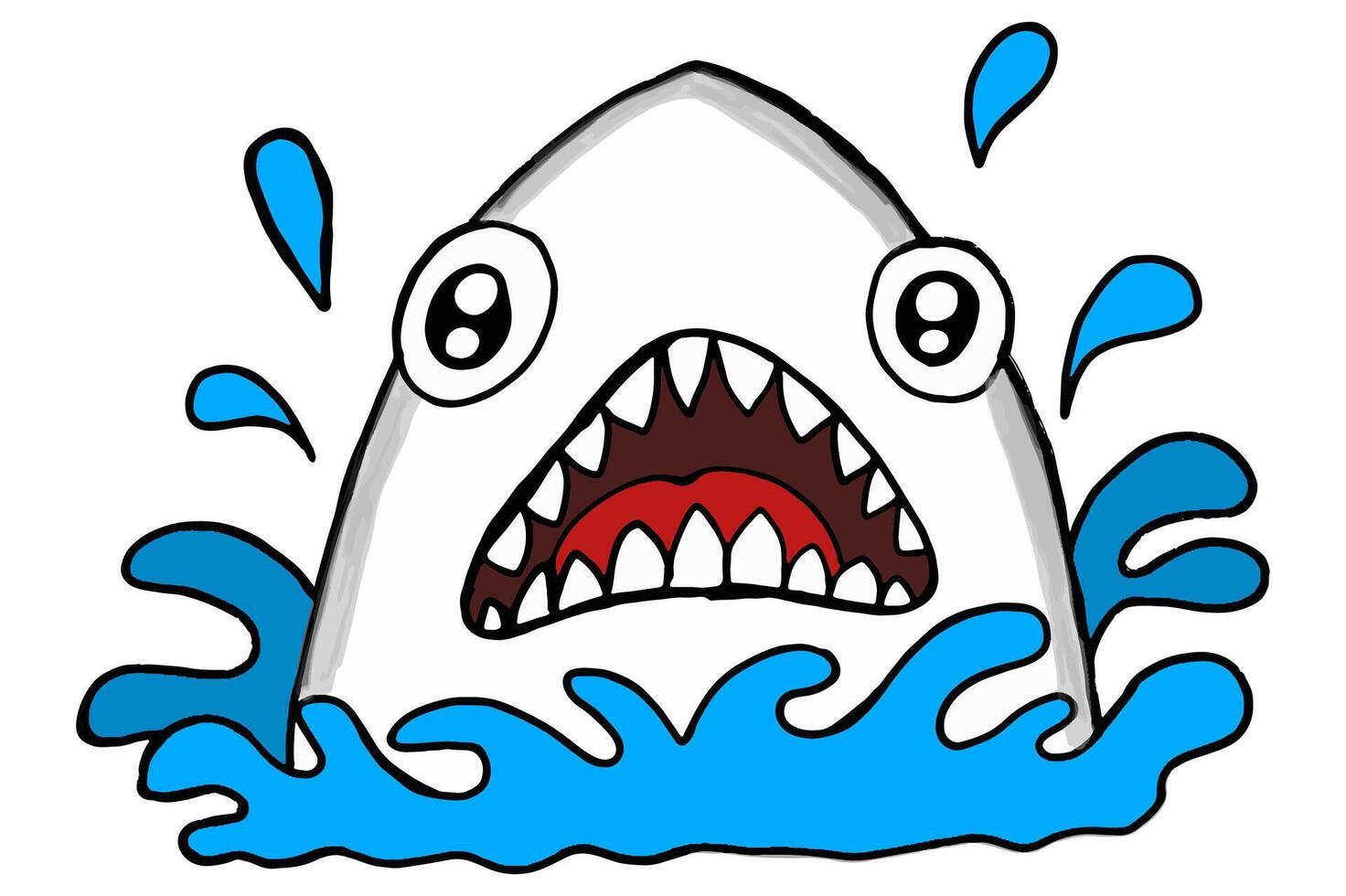 Adorable Shark Popping Up with Water Splashes vector