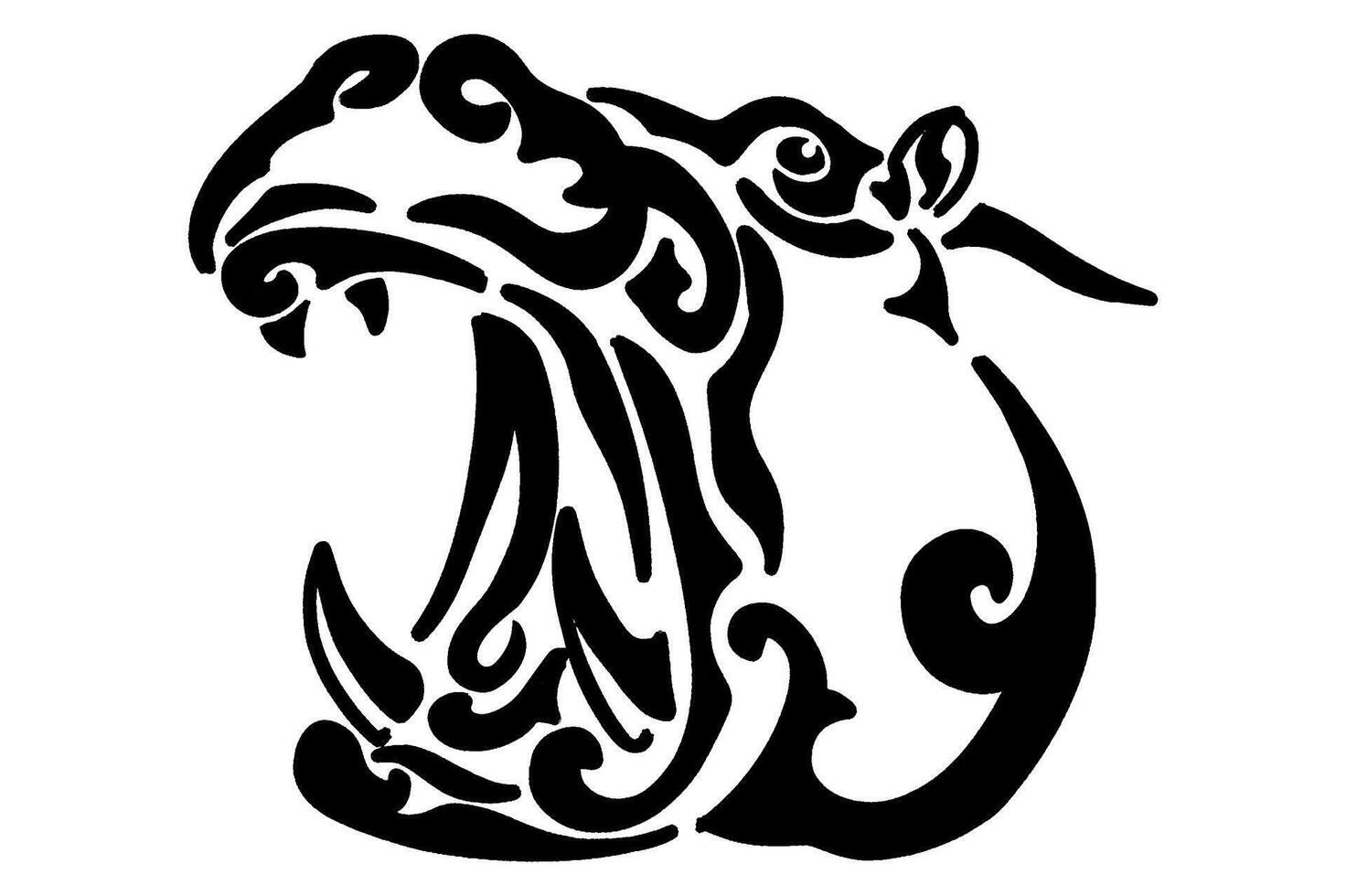 Cool Line Art of a Angry Hippopotamus Face vector