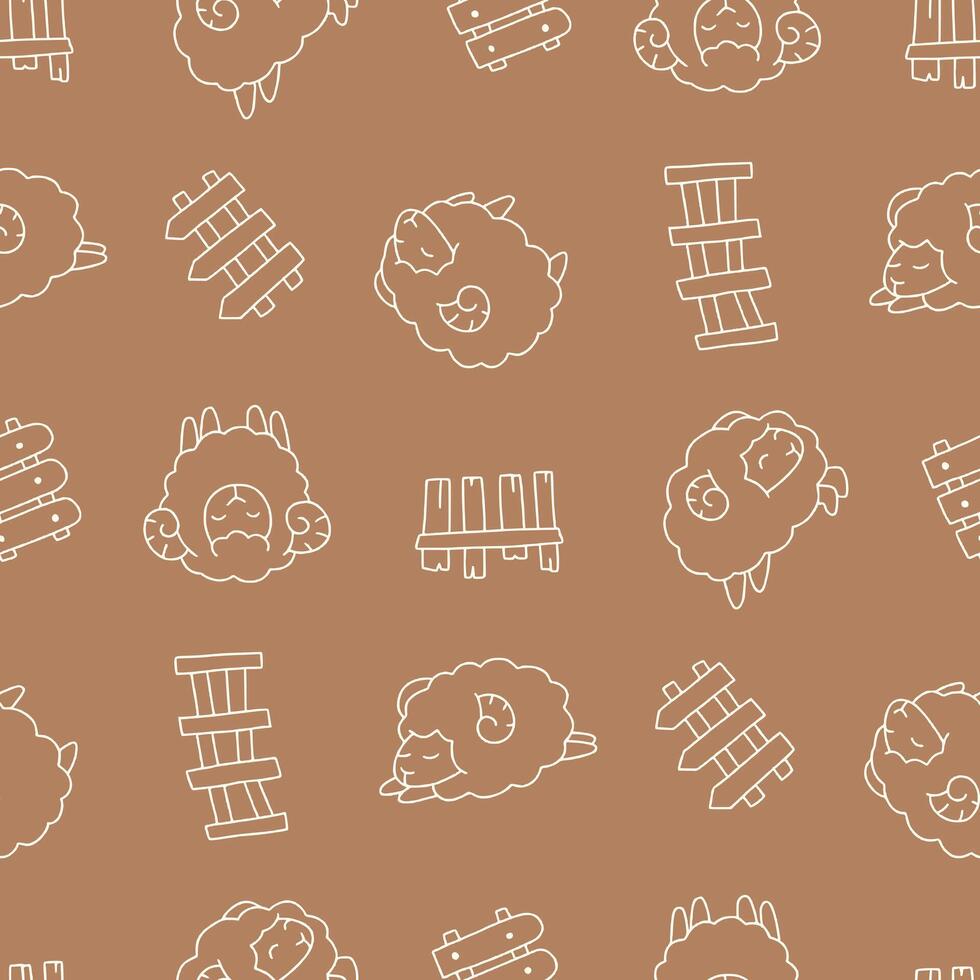 Outline Seamless Pattern of Sheep Animal Fence Background for Fashion Wrapping Print Fabric Surface vector