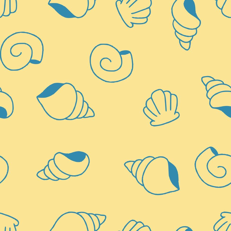 Outline Seashell Pattern Repeat Seamless for Wallpaper Background Cover Packaging vector