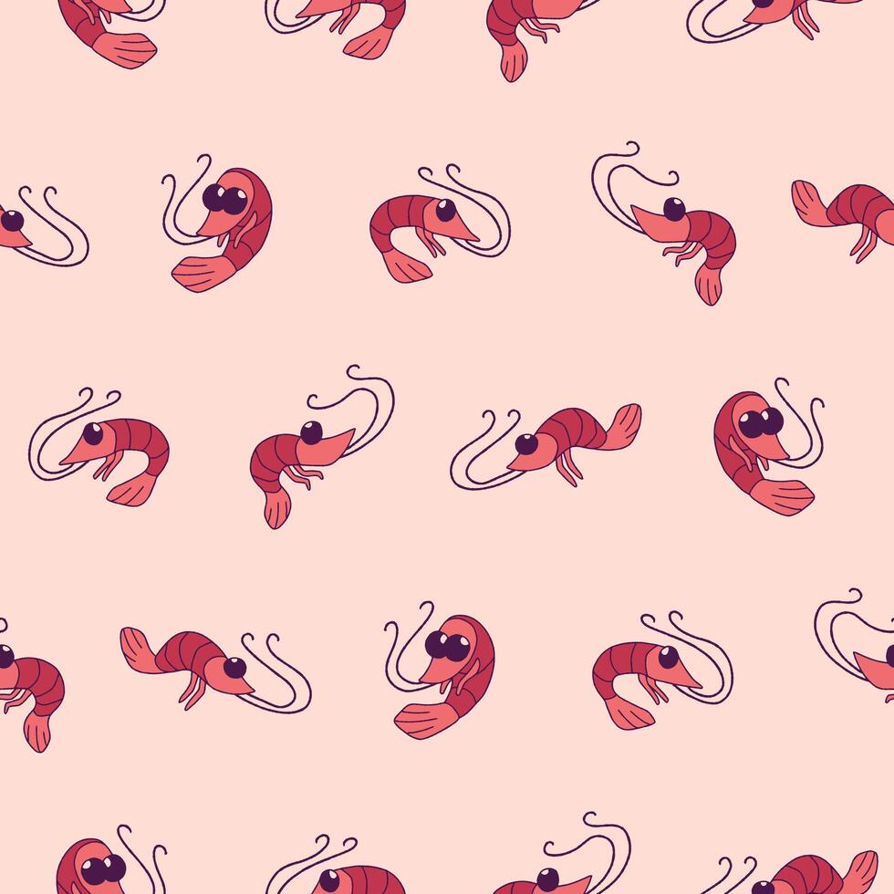 Shrimp Pattern Illustration Seamless for Wallpaper Background Cover Packaging vector