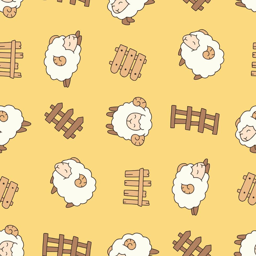 Seamless Pattern of Sheep Animal Fence Background for Fashion Wrapping Print Fabric Surface vector