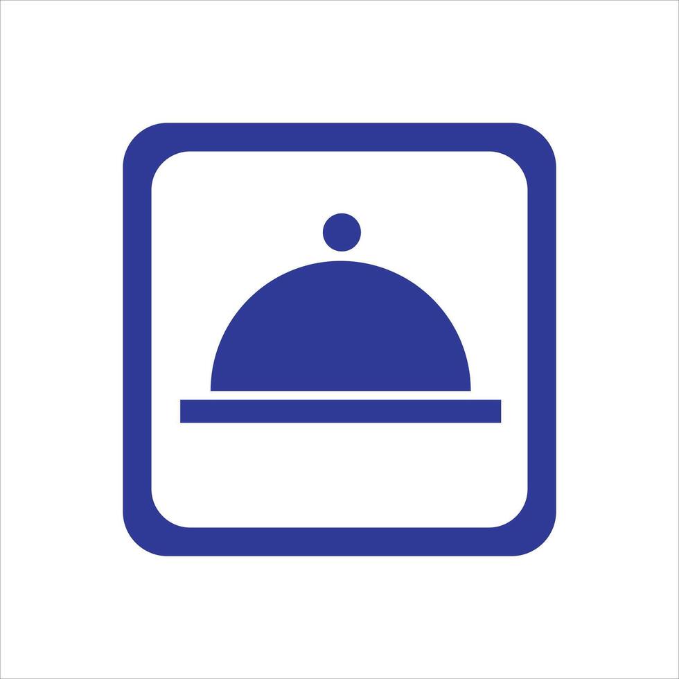 A blue and white icon of a cloche vector