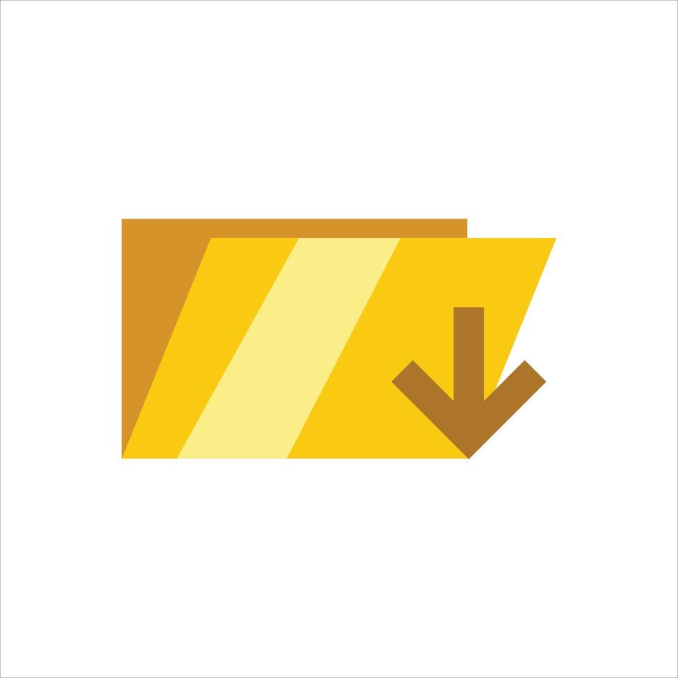 A yellow folder icon with an arrow pointing down vector