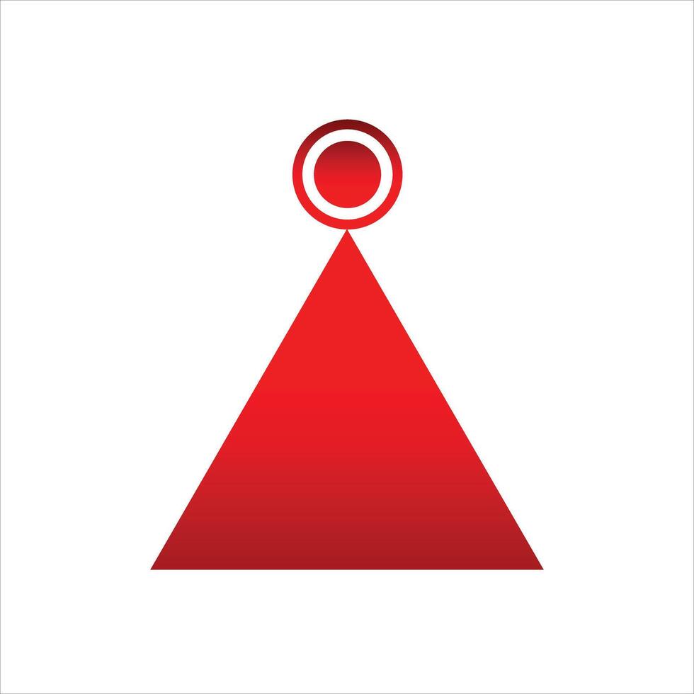 un rojo triángulo con un rojo punto en parte superior vector