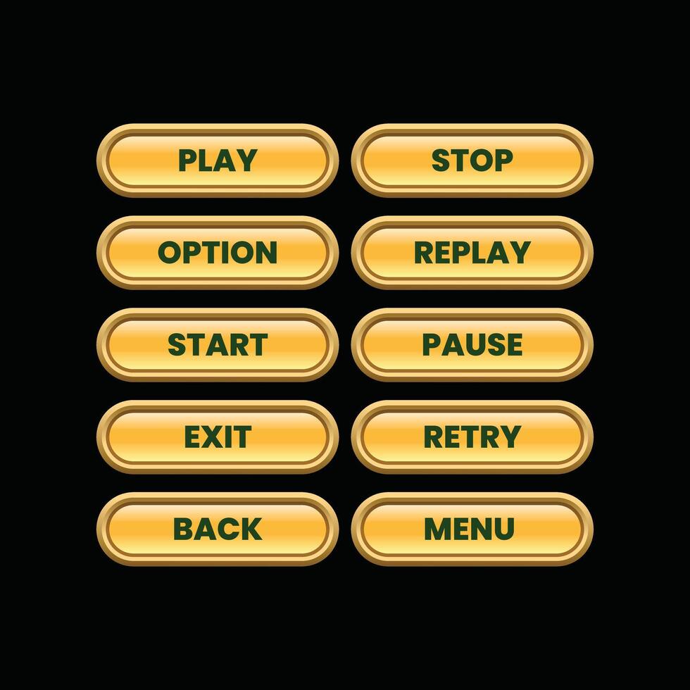 A set of buttons on a black background vector