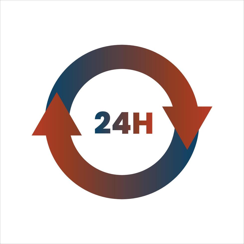 A logo with the words 24 hours in the middle vector