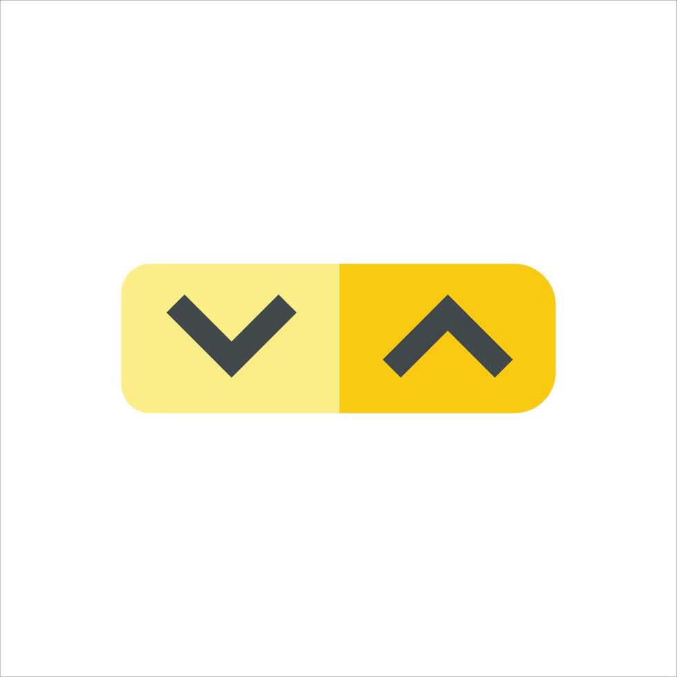 A yellow and black button with two arrows vector