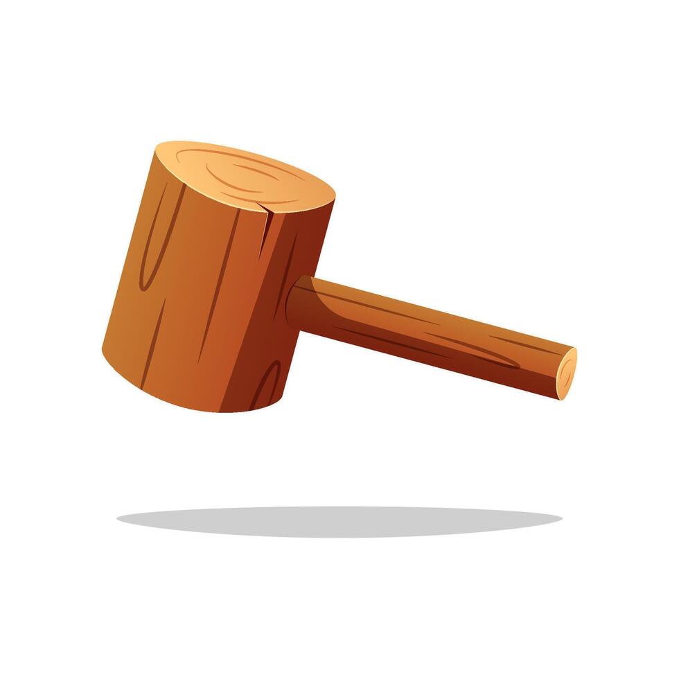 Simple wooden hammer isolated on white background. vector