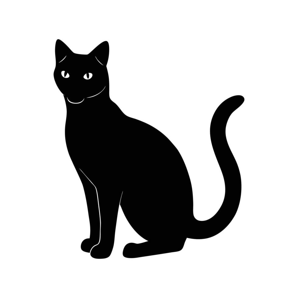 A black cat silhouette on white background vector