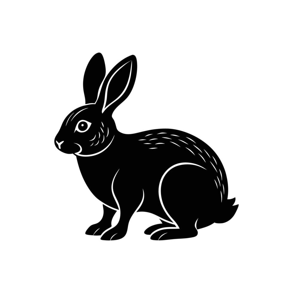 black and white illustration of a rabbit vector