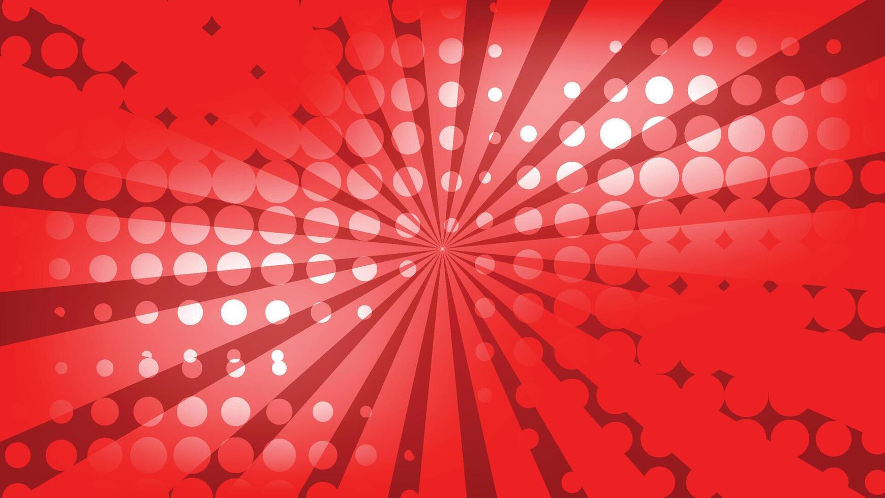red sunburst background with graphic abstract dots pattern decoration vector