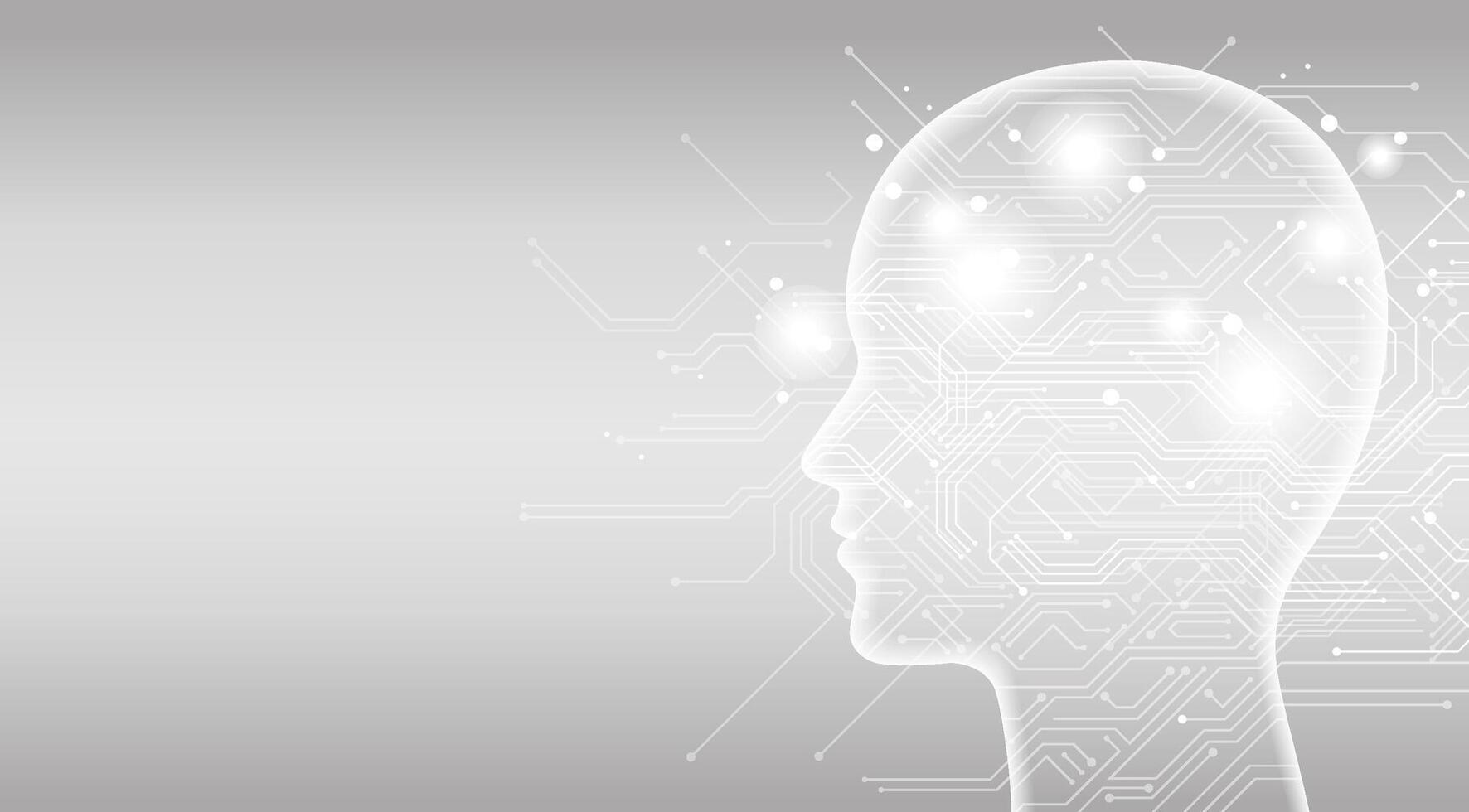 Monochrome Artificial Intelligence Concept Illustration With Text Space. vector