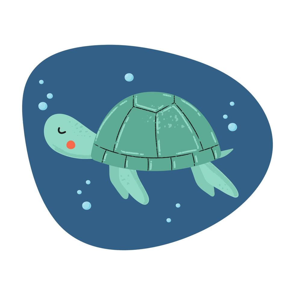 illustration of swimming happy turtle vector