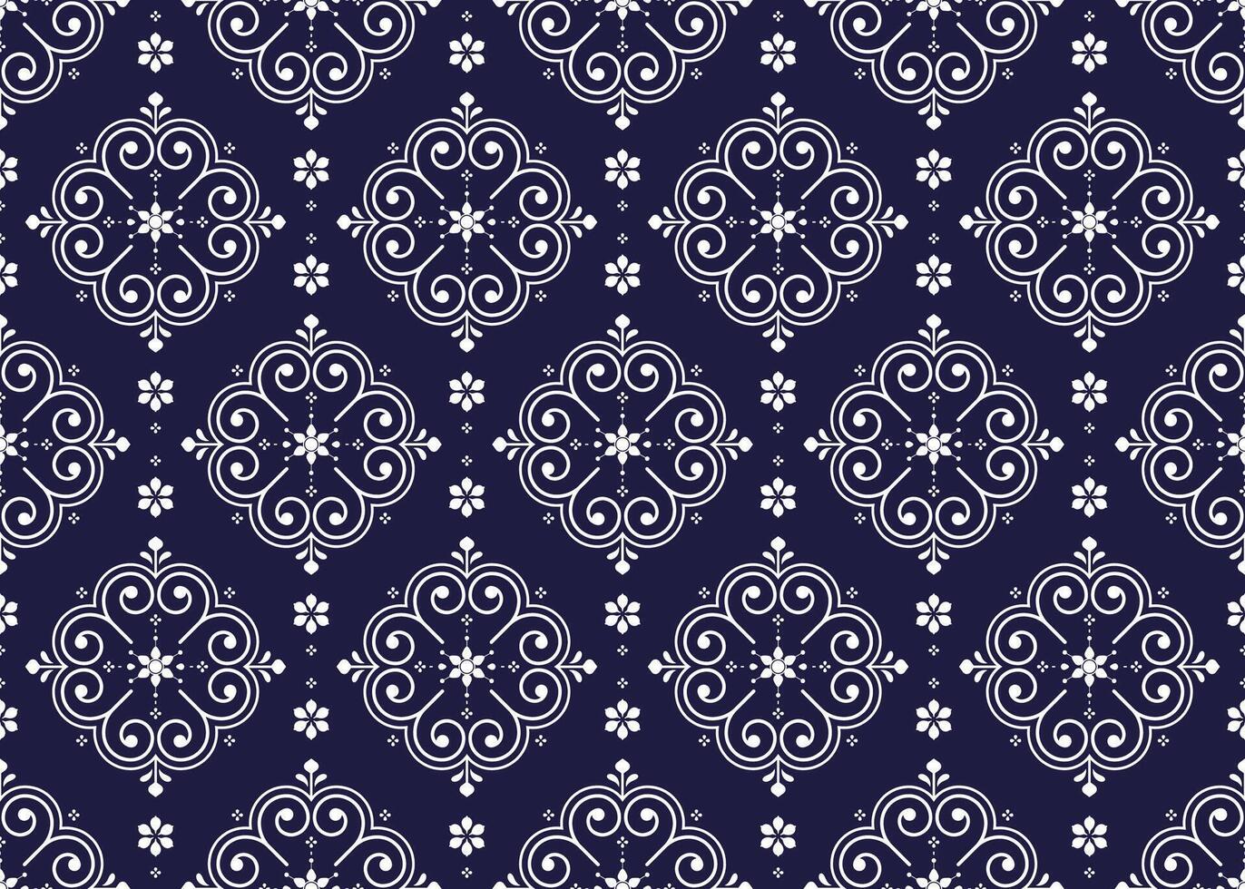 Seamless portuguese style of ethnic fabric pattern with decorative symbol floral, design for cloth, carpet, batik, wallpaper, wrapping etc. vector