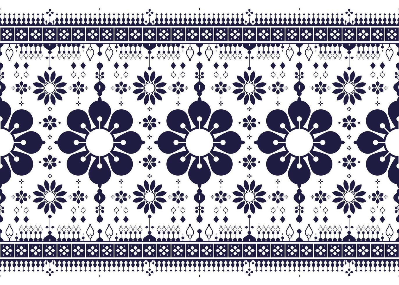aztec thai style of ethnic fabric seamless pattern, blue and white color, design for cloth, carpet, batik, wallpaper, wrapping etc. vector