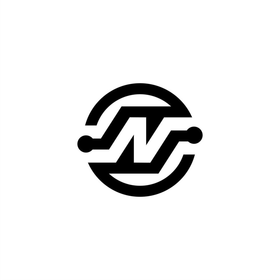 Circular letter N logo, minimalist geometric icon, modern letter mark, professional letter logo vector