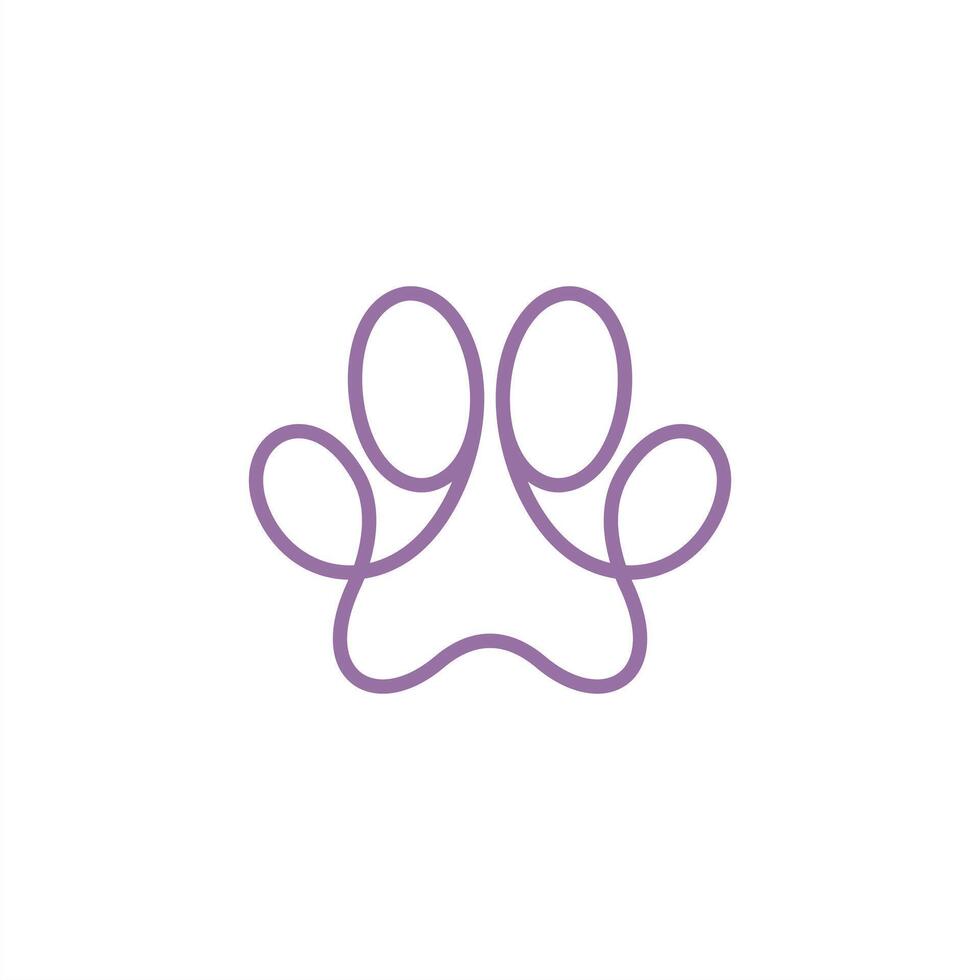 pet paw line art logo, minimalist print illustration vector