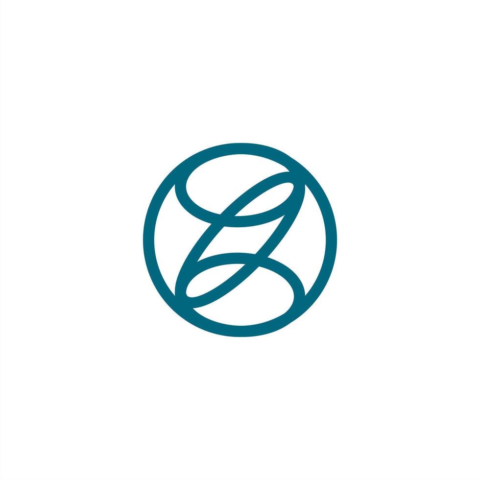letter Z abstract logo, mono line elegant letter mark, circle vector