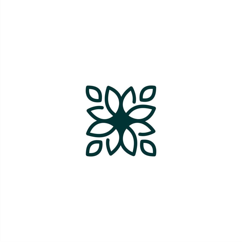 floral ornament logo, simple nature flower pattern, leaf motif vector