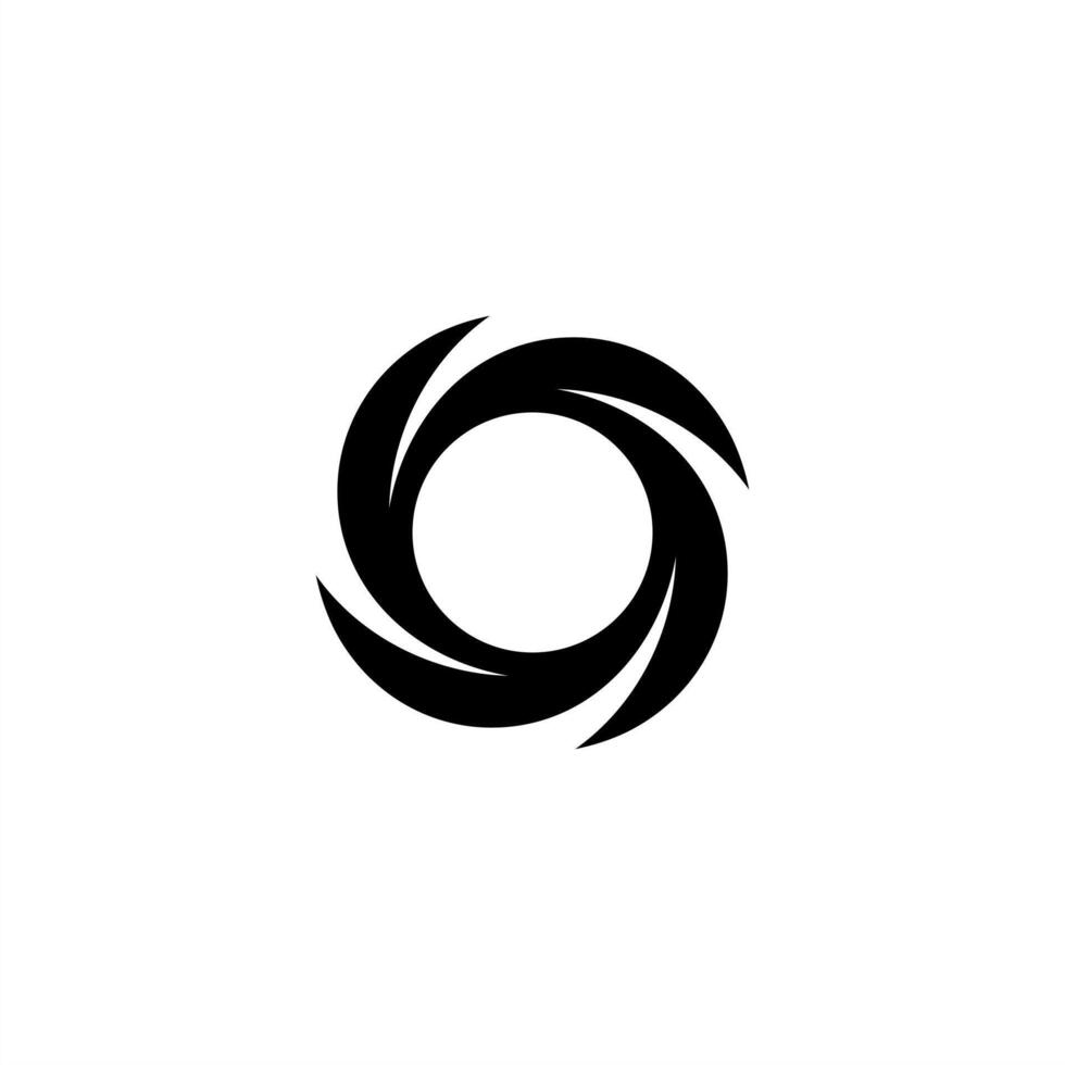 Swirling circle logo, dynamic motion energy symbol, black vortex vector