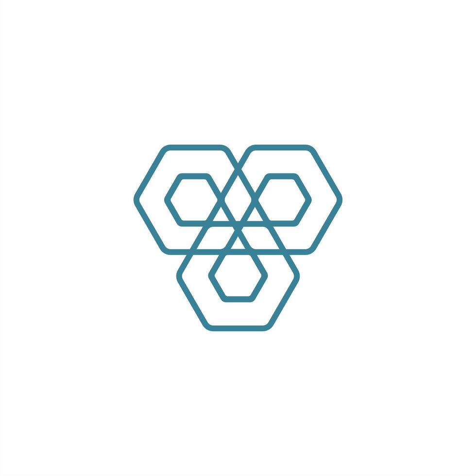 hexagon interconnected abstract logo, minimalist network vector