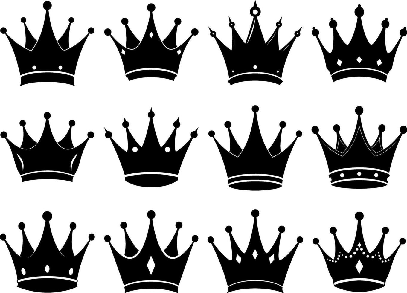 set of crowns illustration vector