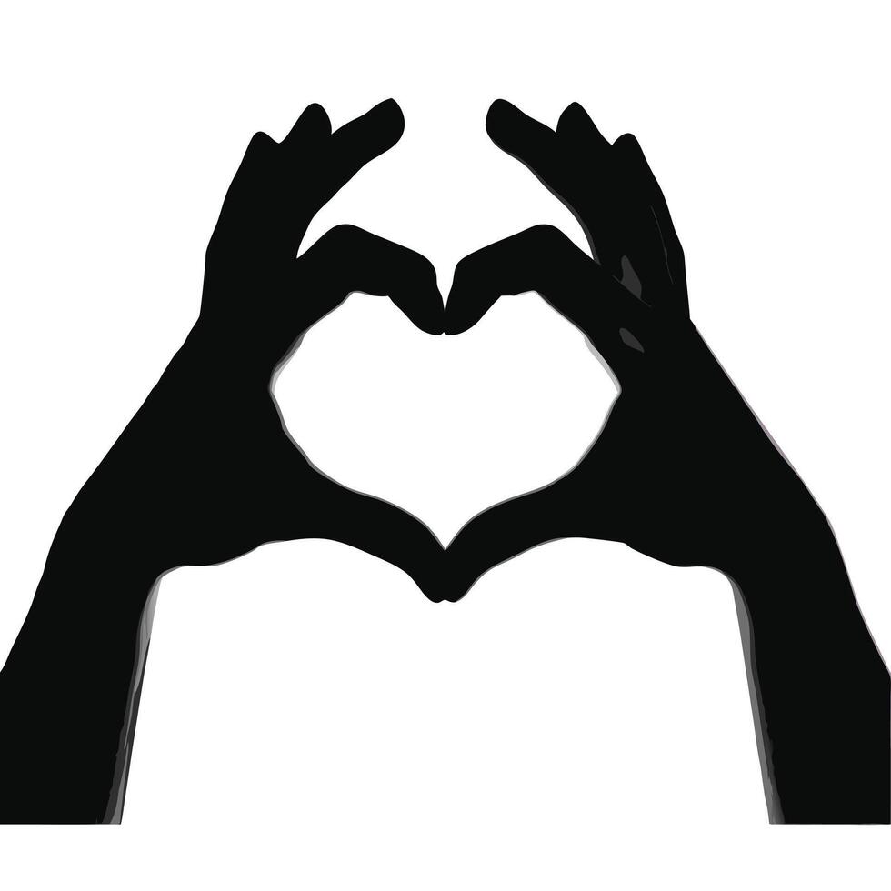 Hand Heart Gesture Silhouette vector