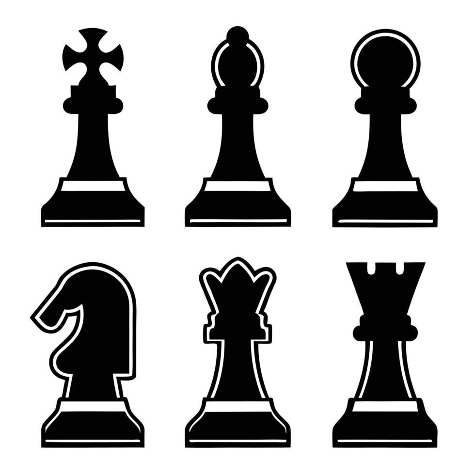 Chess Piece Silhouette Set Classic Board Game Icons vector