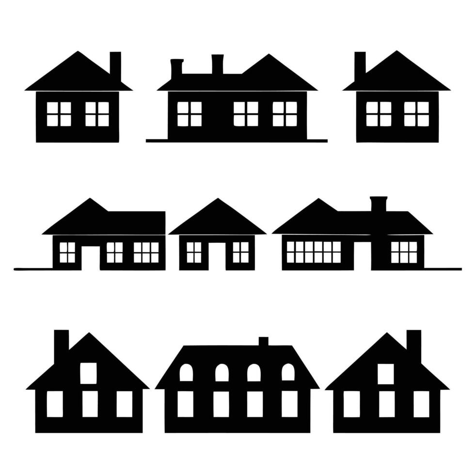 City Skyline Silhouette with Rooftops and Chimneys vector