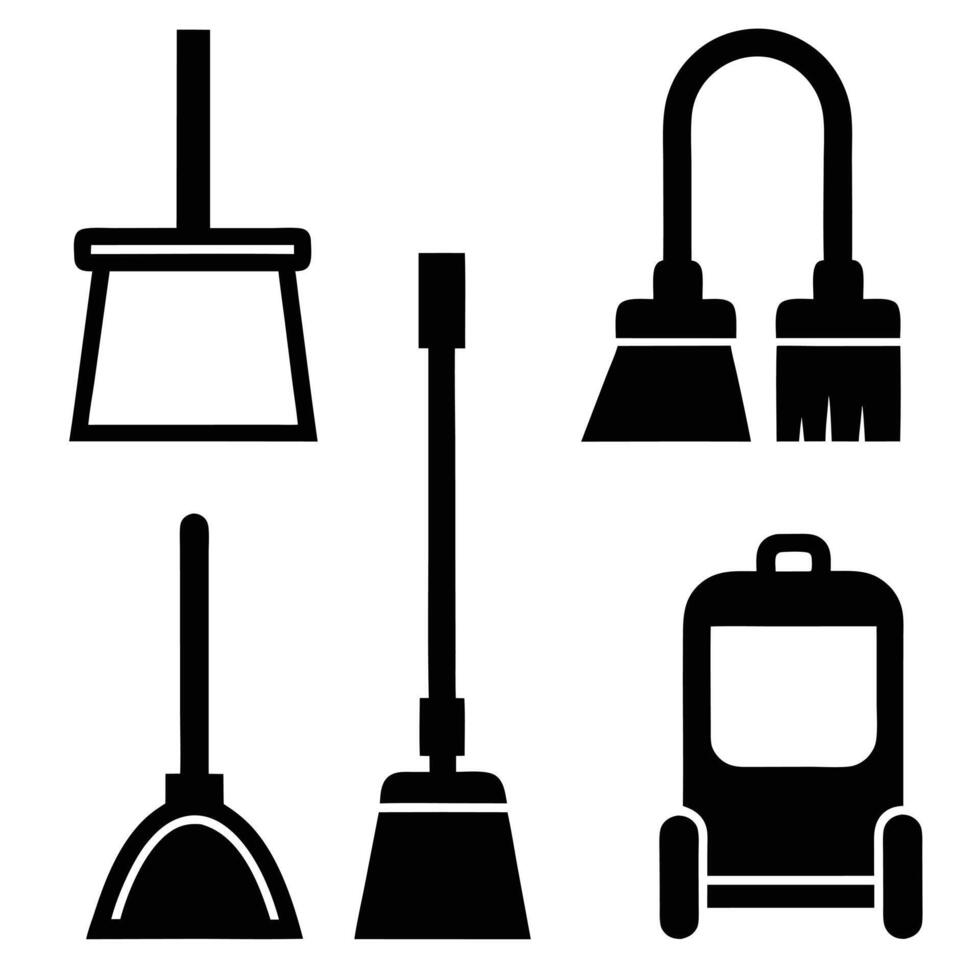Essential Cleaning Tools Silhouette Pack for Illustrations vector
