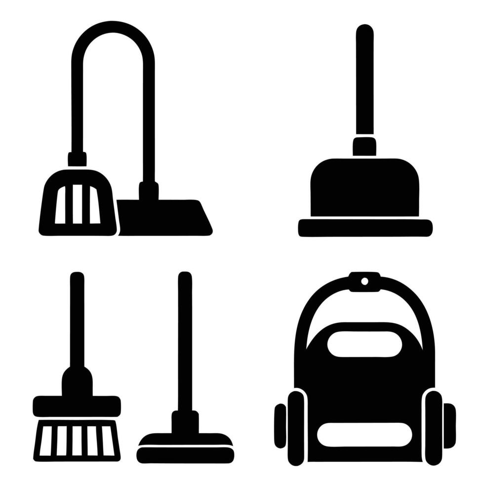 Silhouette Set of Cleaning Tools and Accessories vector