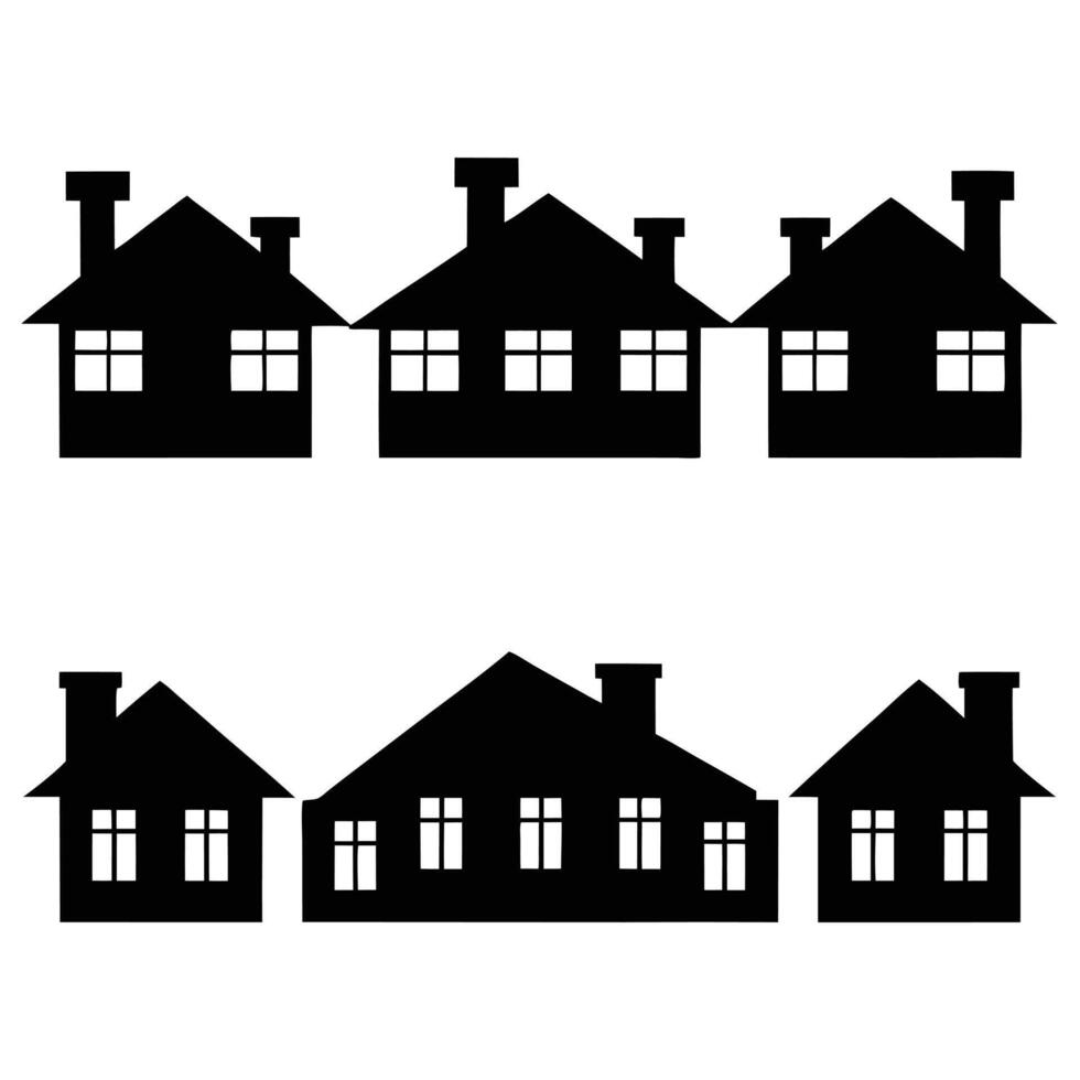 Evening Cityscape with Rooftop and Chimney Outlines vector