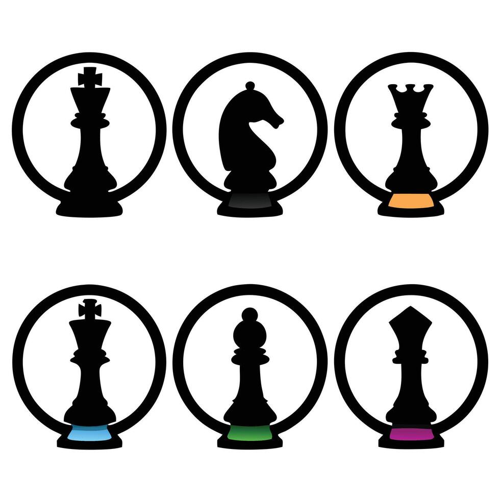 Chess Pieces Silhouettes King, Queen, Knight vector