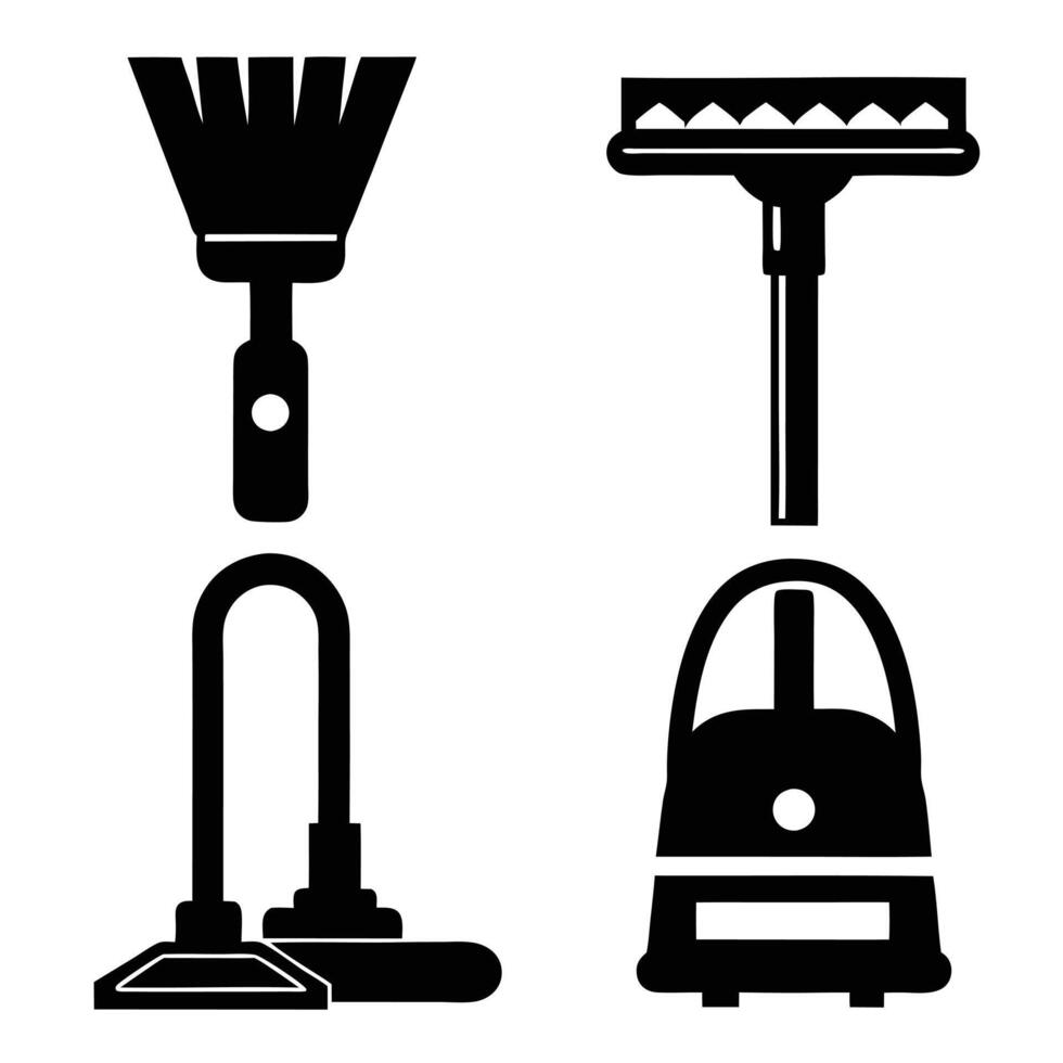 House Cleaning Tools Silhouette Pack for Graphic Design vector