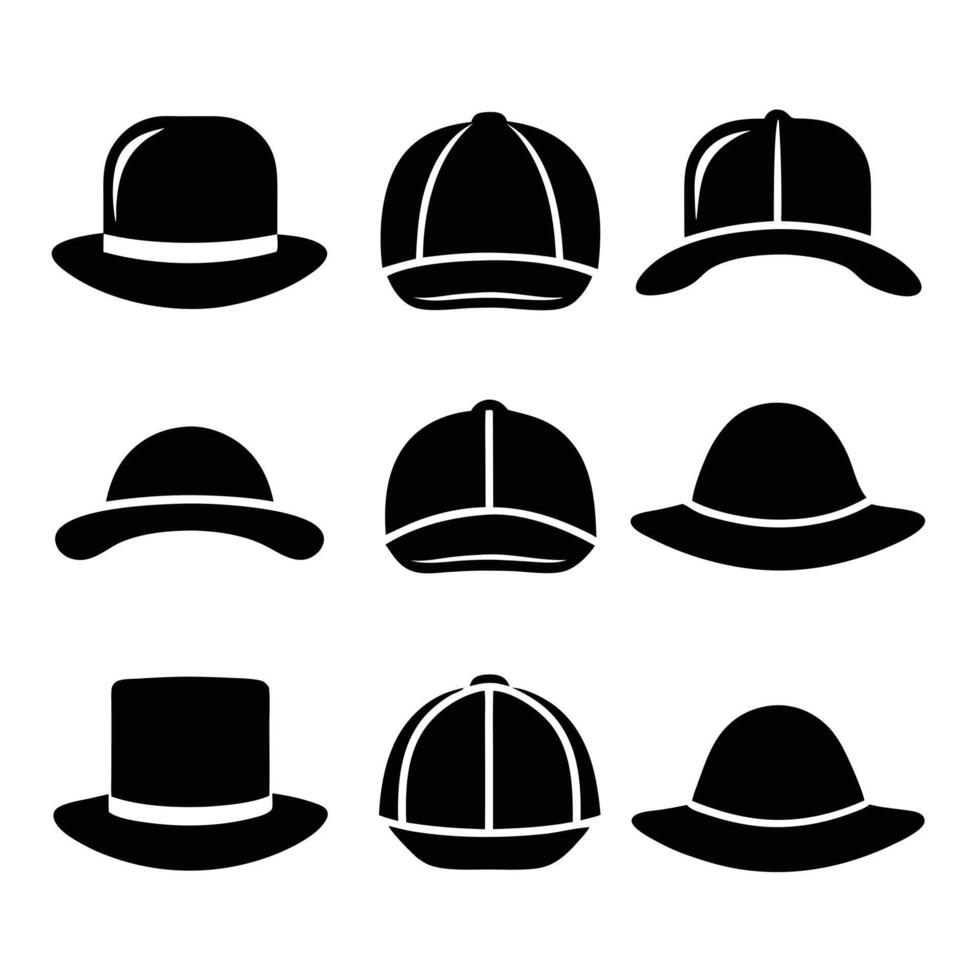 Stylish Hat Silhouette Set vector