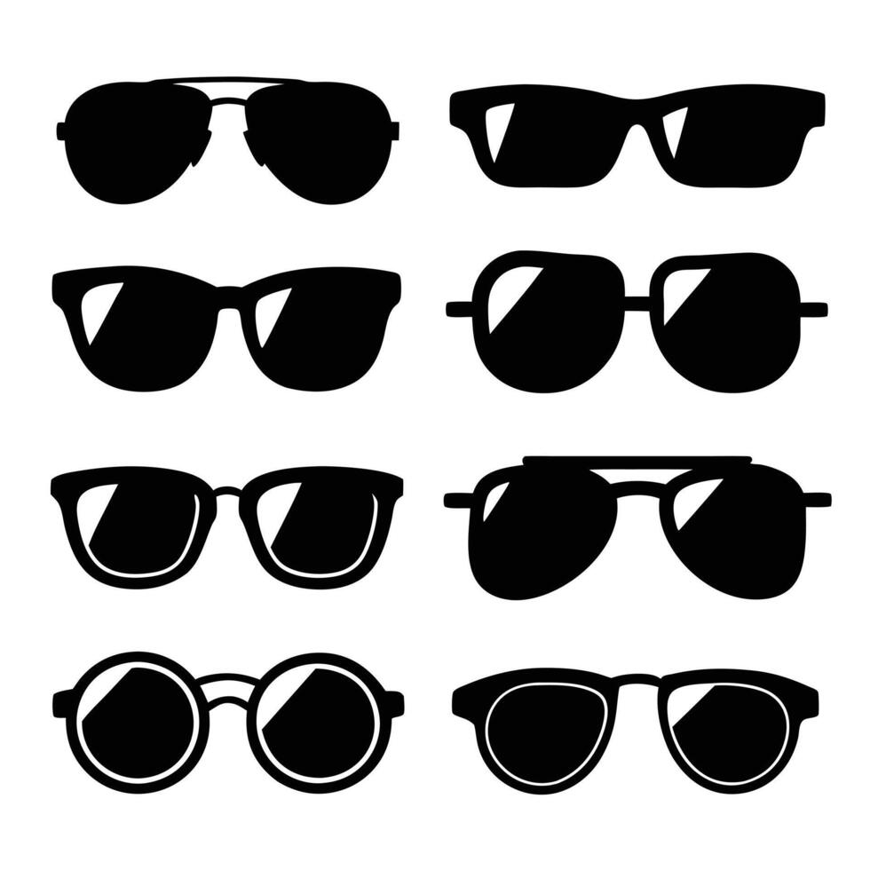 Different Sunglasses Shapes Silhouette Pack vector