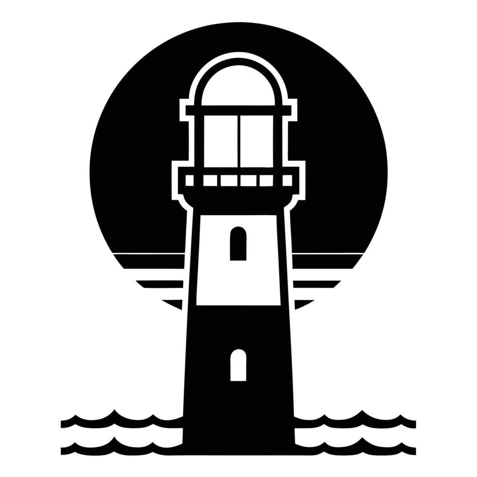 Lighthouse Tower Silhouette Icons vector