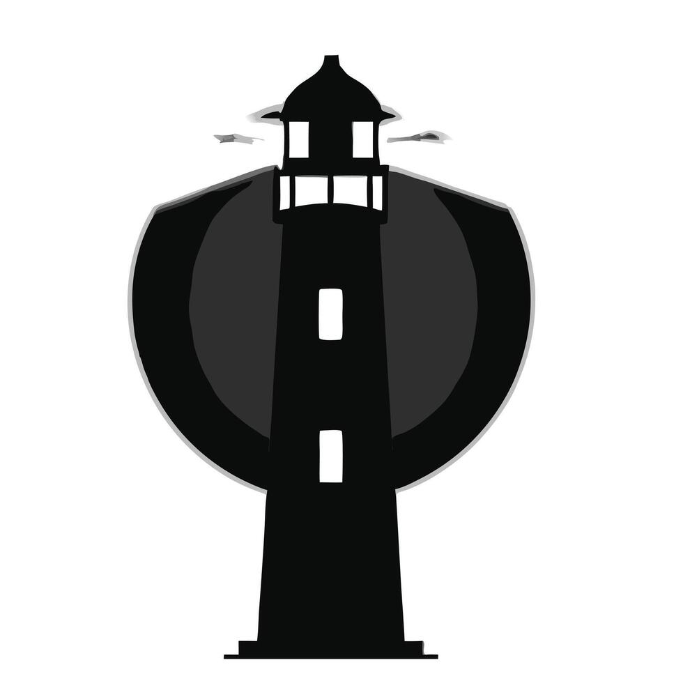 Lighthouse Outline and Shadow Set vector