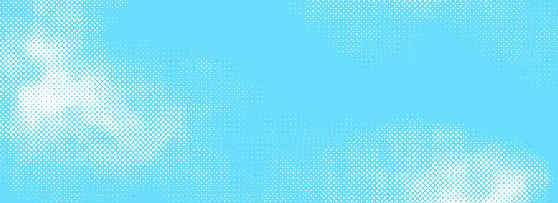 Dotted comic cloud background. White halftone clouds in sky. Pop art heaven wallpaper for banner, brochure, collage, poster, leaflet. Pixelated smoke, smog or fog texture. vector